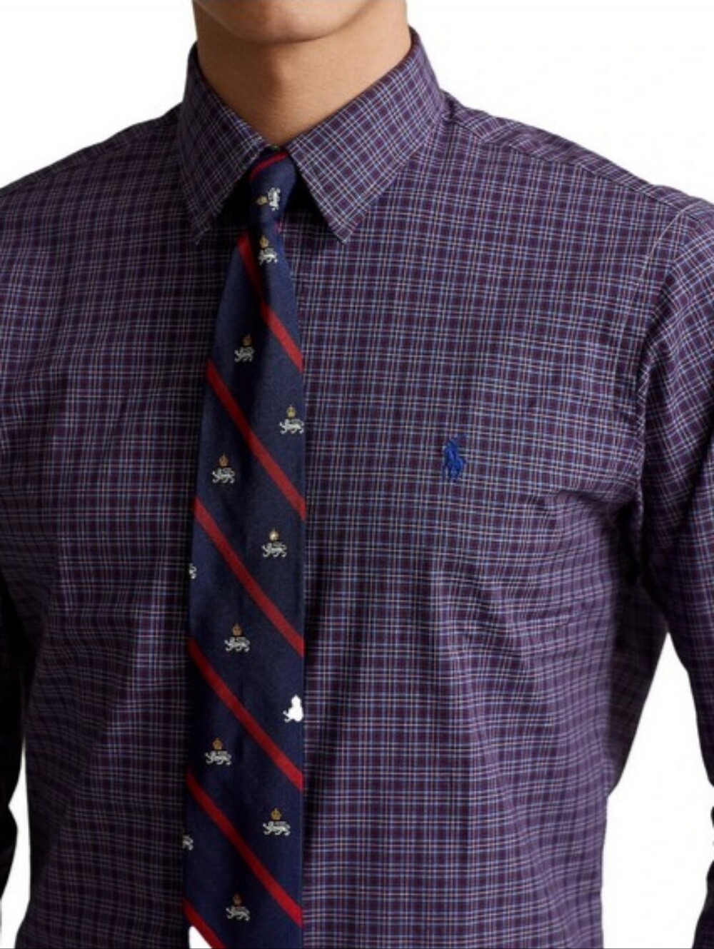 Ralph Lauren Purple Plaid Button Down Classic Men's Shirt In M